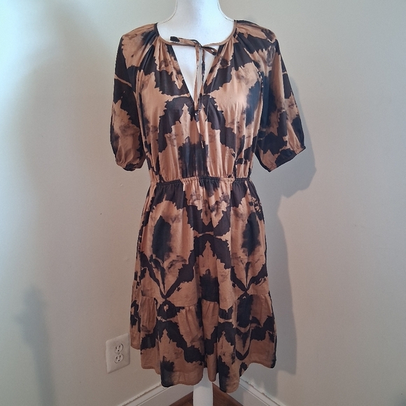 Rails Amabella Tigers Eye Camel And Brown   Short Sleeve Dress Size Medium - Picture 7 of 10